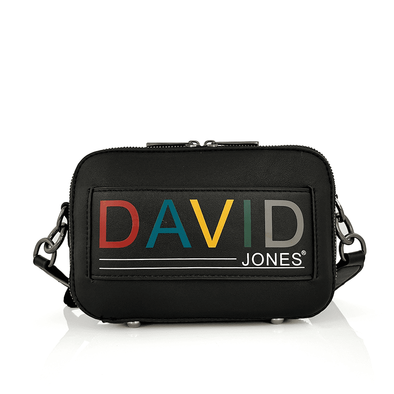 David Jones - geantă de umăr  cu 2 compartimente - negru/verde închis