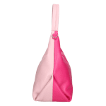 Geantă tip sac din piele naturală bicoloră - fucsie/roz