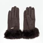 Mănuși de damă cu puf - negru