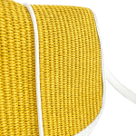 Geantă din piele naturală cu 2 mânere pentru damă  și rafie țesută manual - alb/galben 